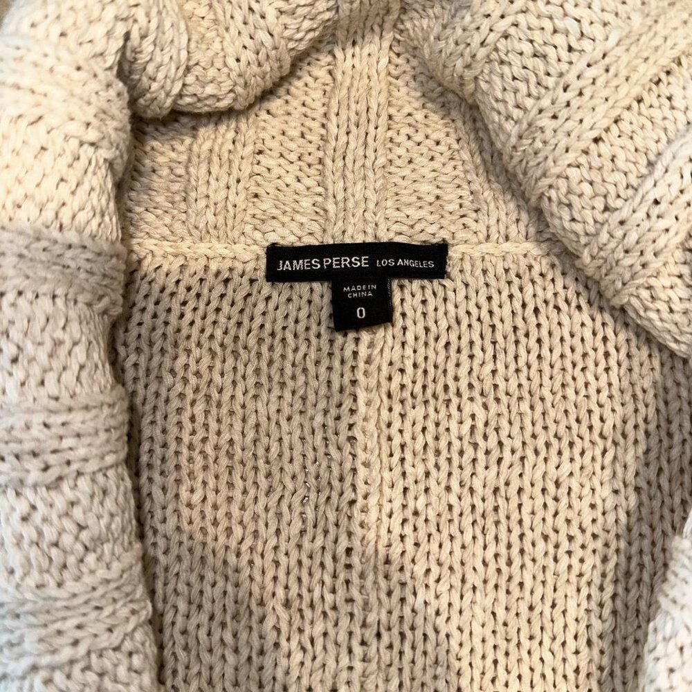 James Perse Cream Shawl Collar Knit Linen Blend Cardigan Women's 0 X-Small XS - Picture 3 of 7